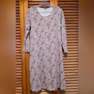 Land's End Brown & White Cheetah Print Knit Long Sleeve Travel Dress Sz M (8-10)